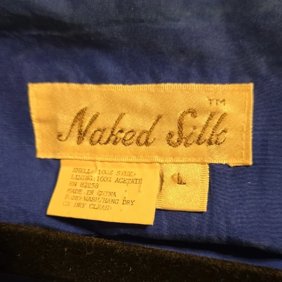 Vintage Blue Blazer Classic Lapel Suit Jacket 100%Silk - Picture 2 of 5